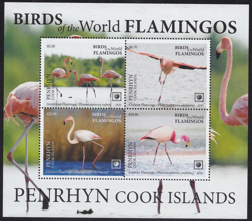 Penrhyn (2020) Birds of the World, Flamingos - S/S