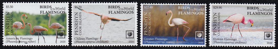 Penrhyn (2020) Birds of the World, Flamingos - Sgls, Set/4