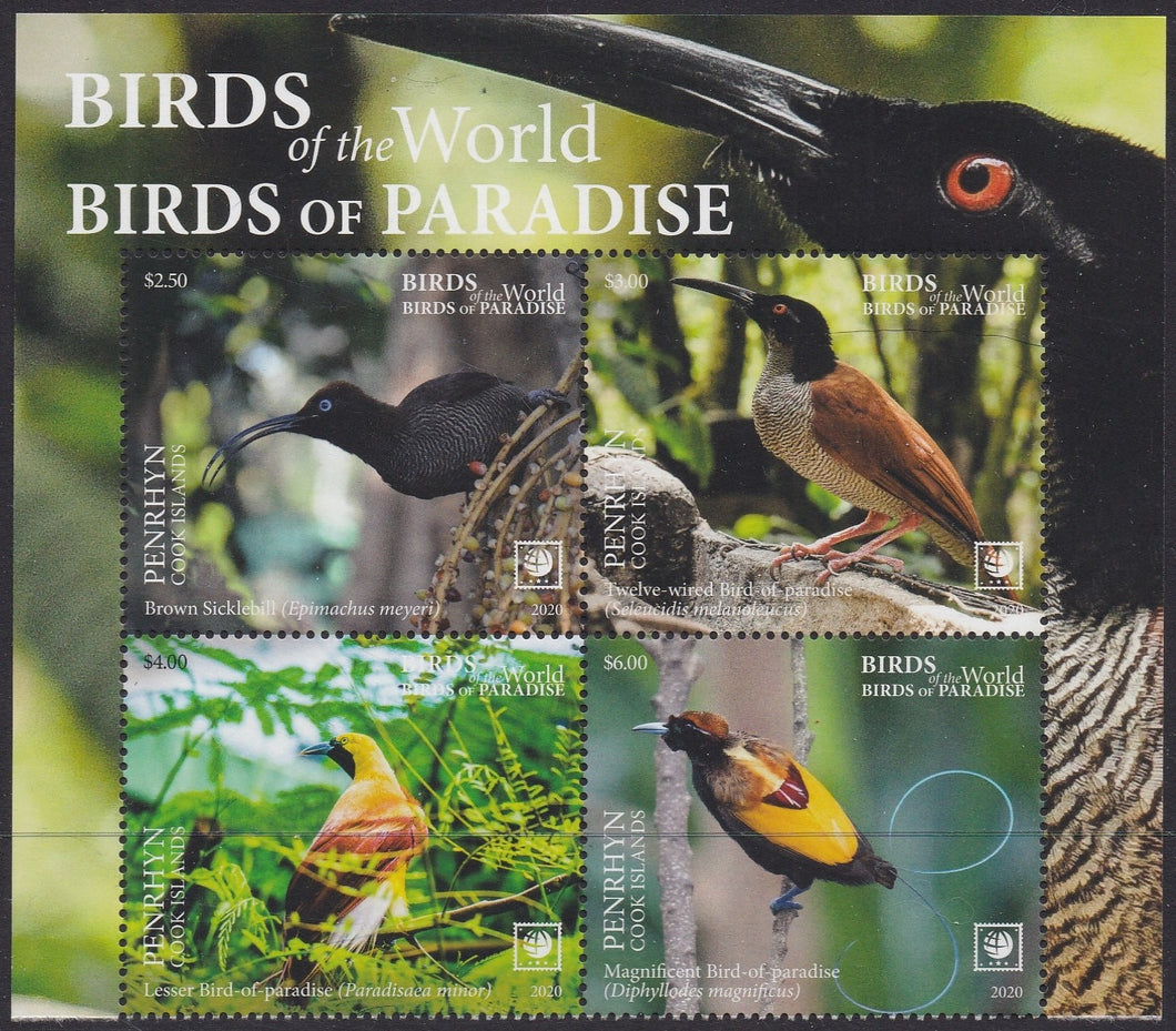 Penrhyn (2020) Birds of the World, Birds of Paradise, Large Stamp - BK/4, Top