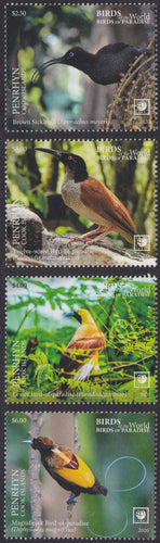 Penrhyn (2020) Birds of the World, Birds of Paradise, Large Stamp - Sgls, Set/4