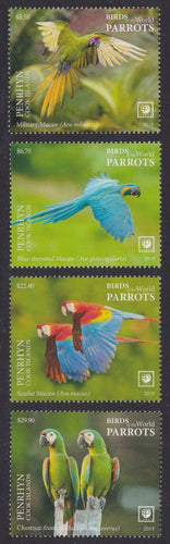 Penrhyn (2019) Birds of the World, Parrots, Large Stamp - Sgls, Set/4