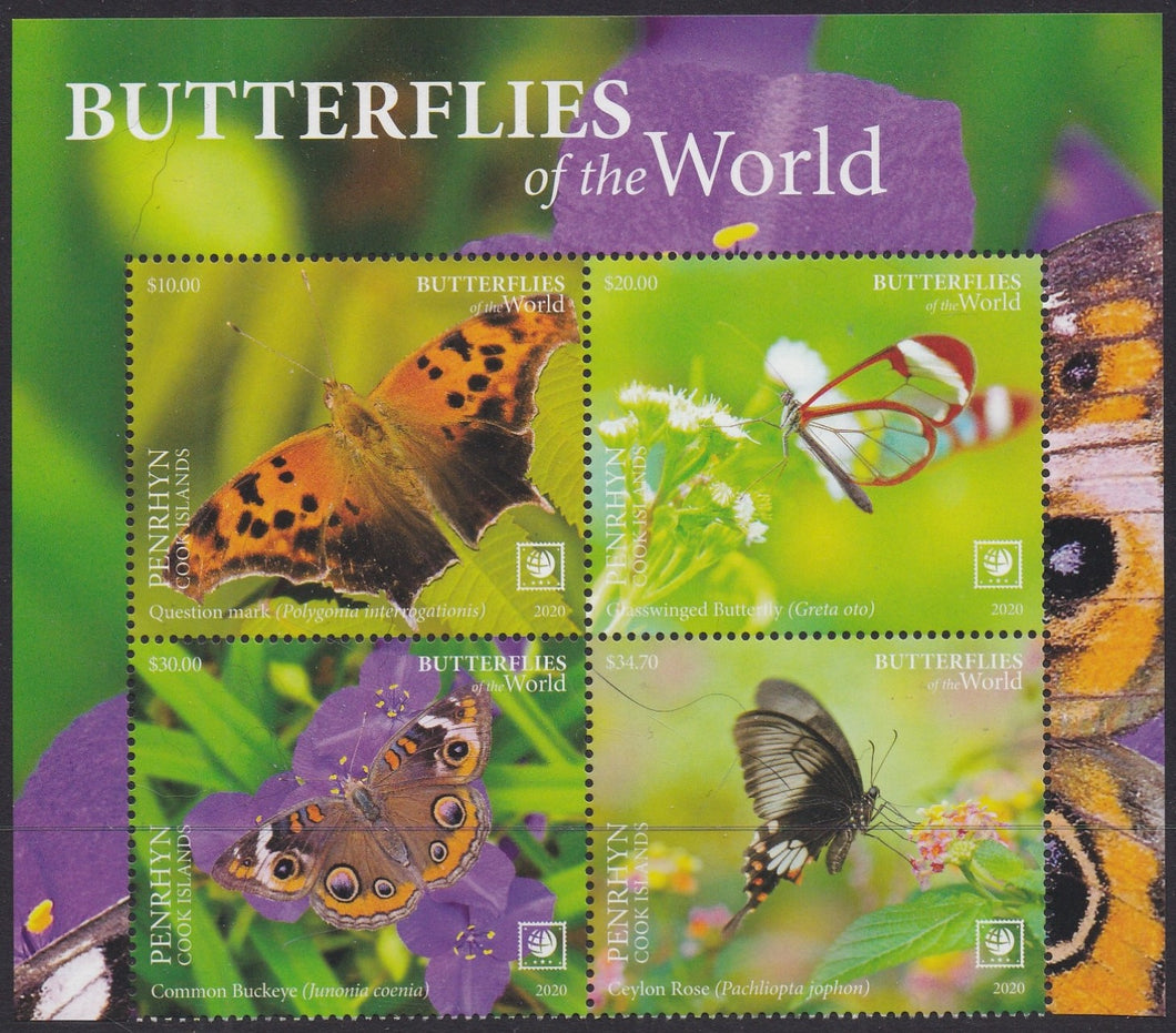 Penrhyn (2020) Butterflies of the World, Part II, Large Stamp - BK/4, Top