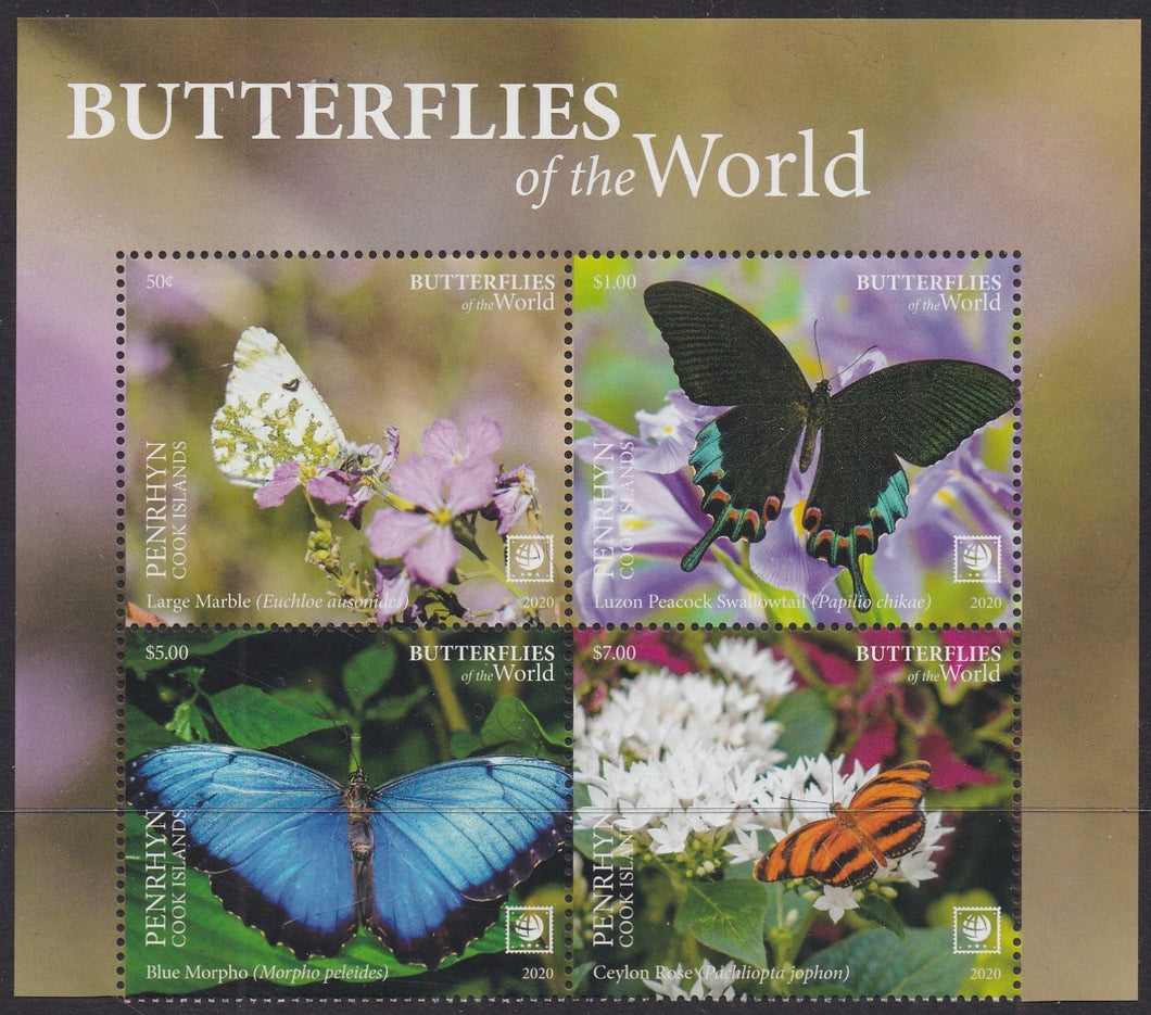 Penrhyn (2020) Butterflies of the World, Part I, Large Stamp - BK/4, Top