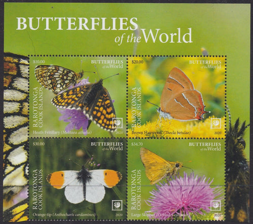 Rarotonga (2020) Butterflies of the World, Part II, Large Stamp - BK/4, Top