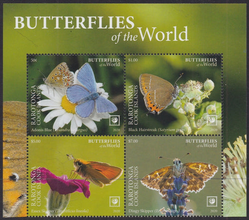 Rarotonga (2020) Butterflies of the World, Part I, Large Stamp - BK/4, Top