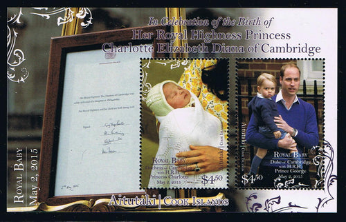 Aitutaki # 630, 2015 Royal Baby Charlotte Souvenir Sheet