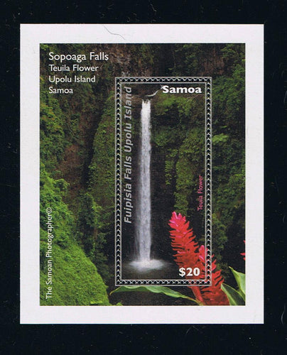 Samoa # 1155 (2013) Sopoaga Falls and Teuila Flower Souvenir Sheet