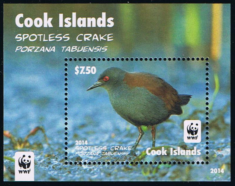 Cook Islands # 1525 WWF Spotless Crake Bird Souvenir Sheet