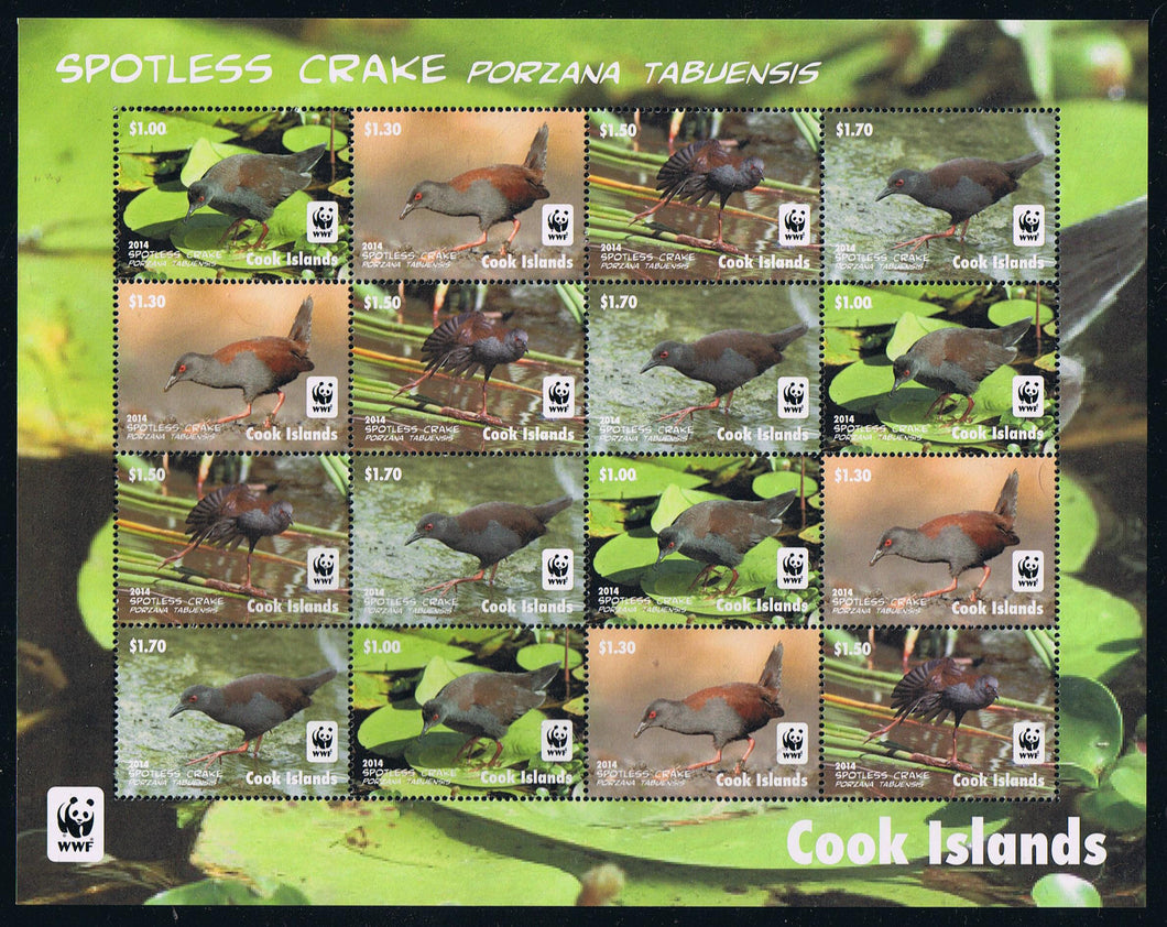 Cook Islands # 1524 WWF Spotless Crake Bird Stamp Sheetlet