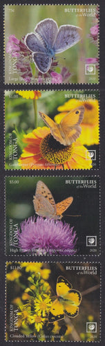 Tonga (2020) Butterflies of the World, Part I, Large Stamp - Sgls, Set/4