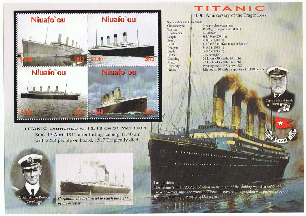 # 288 100th Anniversary of the Cruise Ship Titanic Large Souvenir Sheet