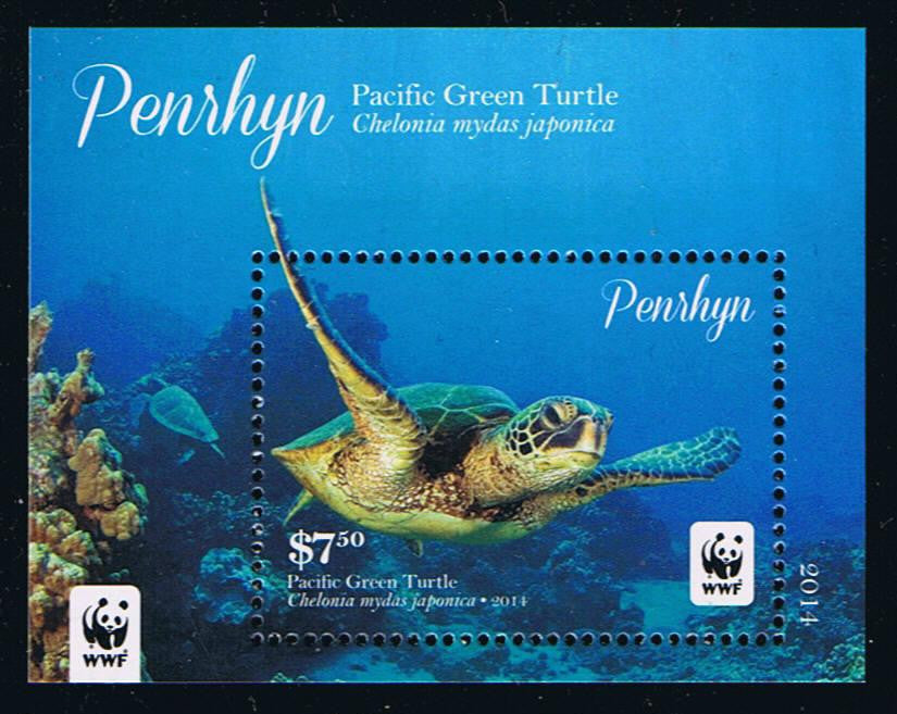 P # 544 (2014) WWF Pacific Green Turtle Souvenir Sheet