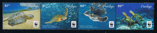 P # 545 (2014) WWF Pacific Green Turtle Stamp Strip