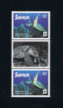 2016 Samoa WWF Hawksbill Turtle Gutter Pairs with Grayscale Image [1]