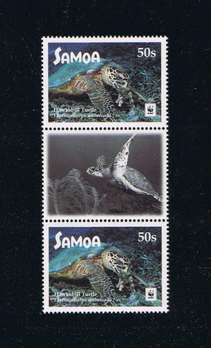 2016 Samoa WWF Hawksbill Turtle Gutter Pairs with Grayscale Image [2]