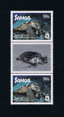 2016 Samoa WWF Hawksbill Turtle Gutter Pairs with Grayscale Image [3]