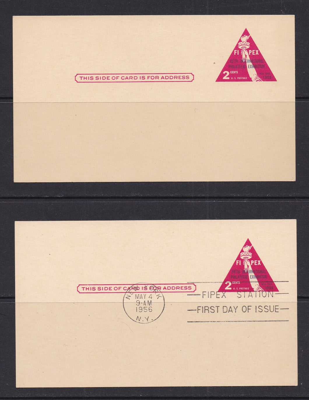 # UX44 (1956) FIPEX - Postal Card, Mint & FDC