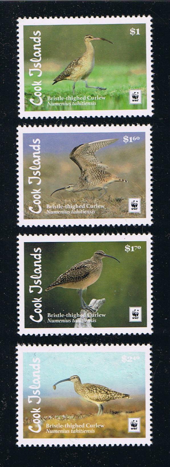 Cook Islands 2017 #1583-86 WWF Curlew Bird singles set