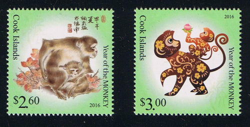 Cook Islands 2016 Year of the Monkey Singles Set